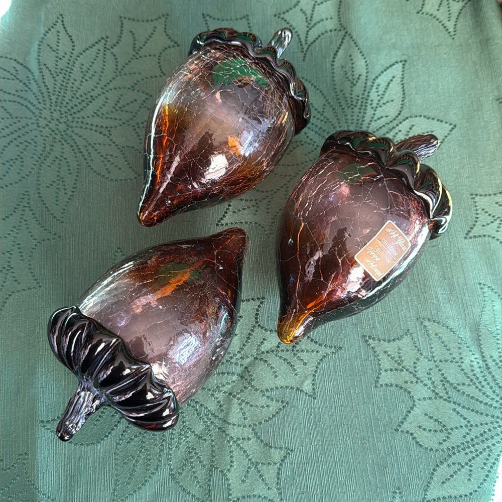 Artisan Amber Glass Acorn Trio - Home Accents